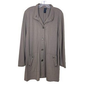 Focus Casual Life Womens L Jacket Cardigan Button Boho Taupe Lagenlook Relaxed